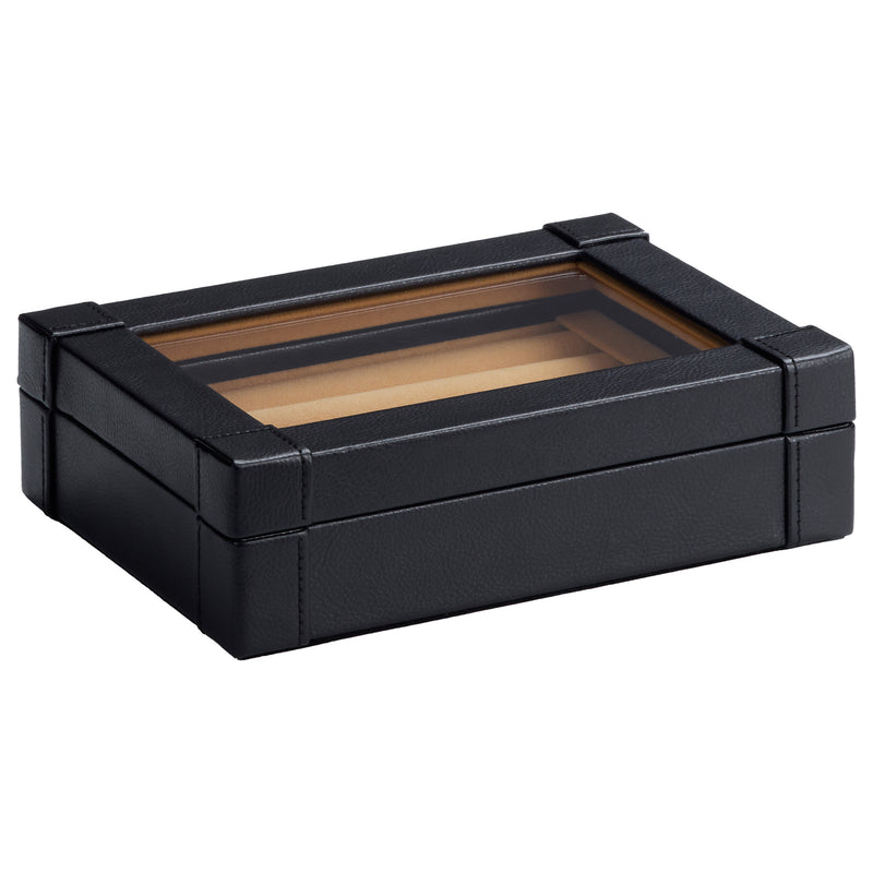 Black Leather Display 25 Cufflink Box