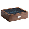 Walnut Wooden 10 Watch Display and Jewellery Lock Box