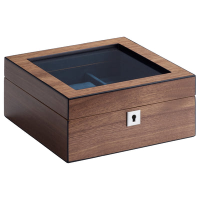 Walnut Wooden 4 Watch Display and Jewellery Lock Box