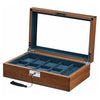 Walnut Wooden 8 Watch Display and Jewellery Lock Box