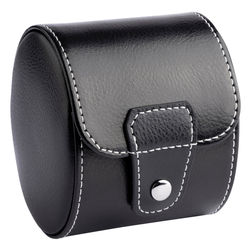 Black Leather Grey Velvet Watch Travel Case