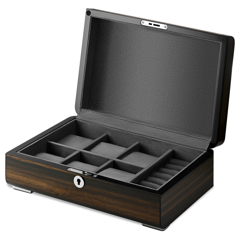 Ebony Gloss 6 Watch and Cufflink Lock Box