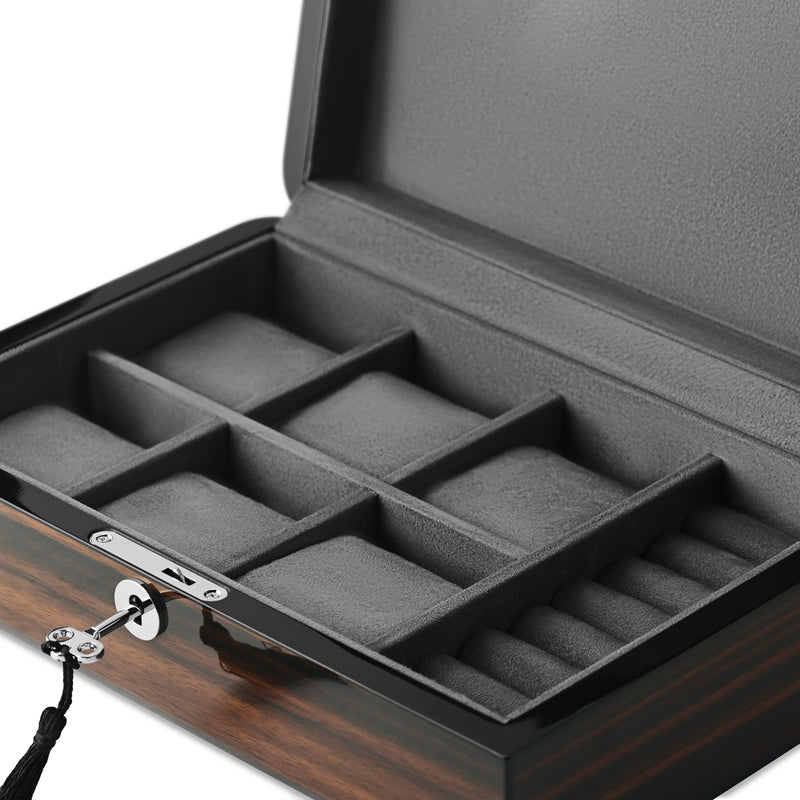 Ebony Gloss 6 Watch and Cufflink Lock Box