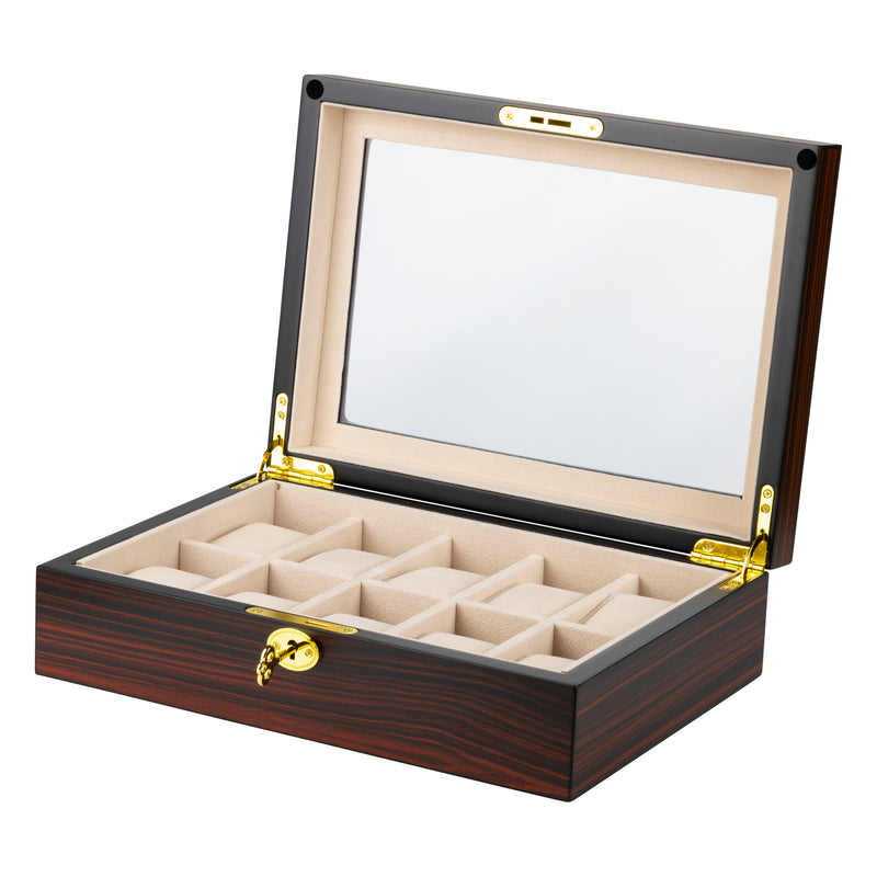 Ebony Display 10 Watch Lock Box