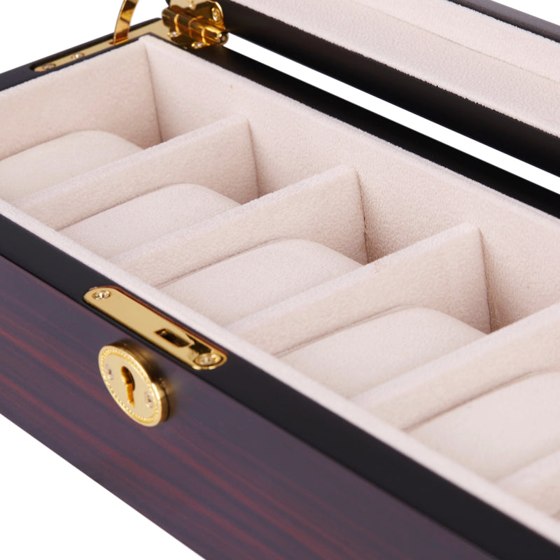 Ebony Display 6 Watch Lock Box