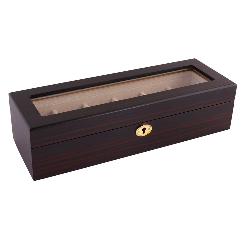 Ebony Display 6 Watch Lock Box