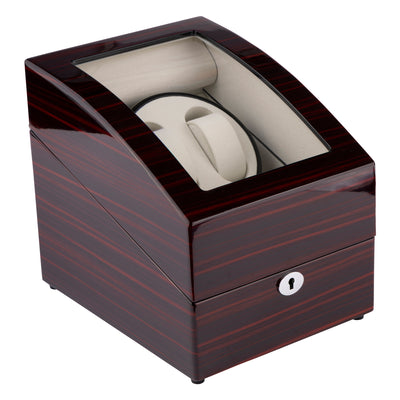 Ebony Wooden Display 2 Watch Winder + 3 Watch Storage