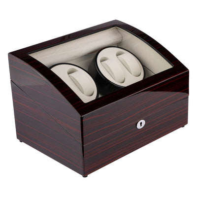 Ebony Wooden Display 4 Watch Winder + 5 Watch Storage