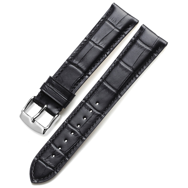 Black Alligator Grain Leather Watch Strap