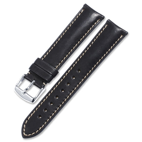 Black Leather Tan Stich Watch Strap