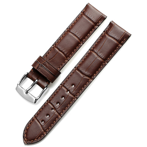 Brown Alligator Grain Leather Watch Strap